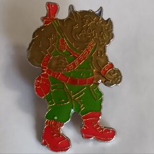 1989 TMNT RockSteady Metal Enamel Pin, 80s Kids Vintage Ninja Turtles Brooch